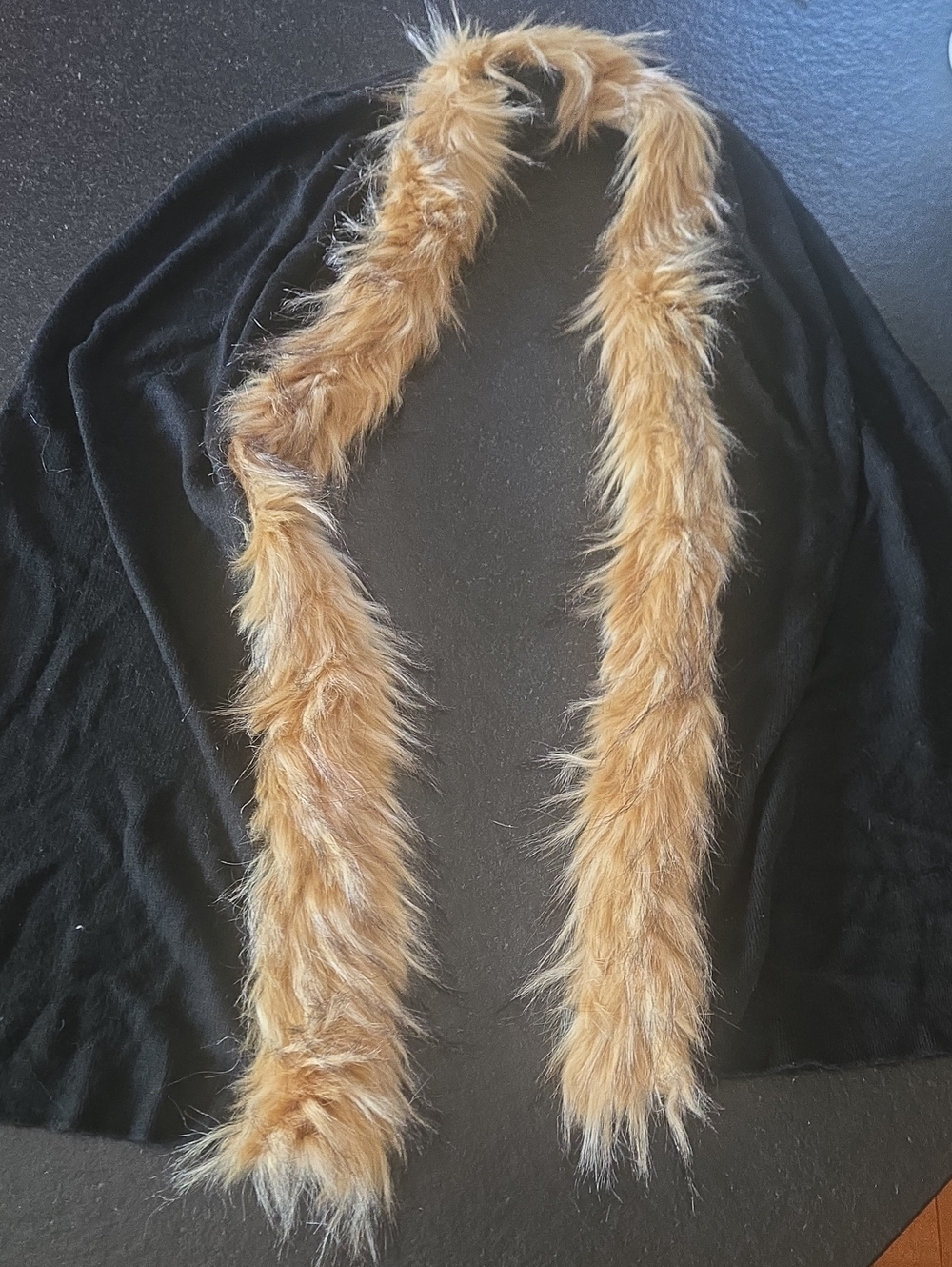 Ralph Lauren Black Wrap with Tan Faux Fur Trim